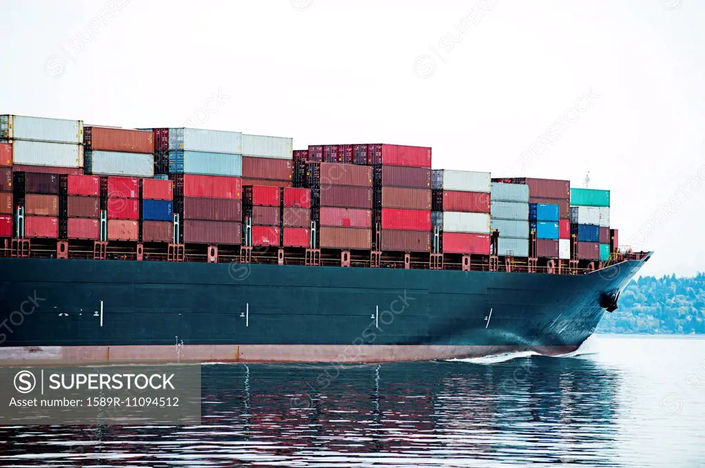 Cargo container ship on ocean