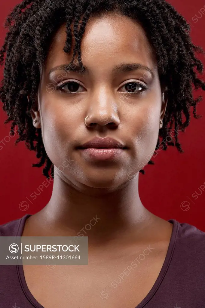 Black woman's serious face
