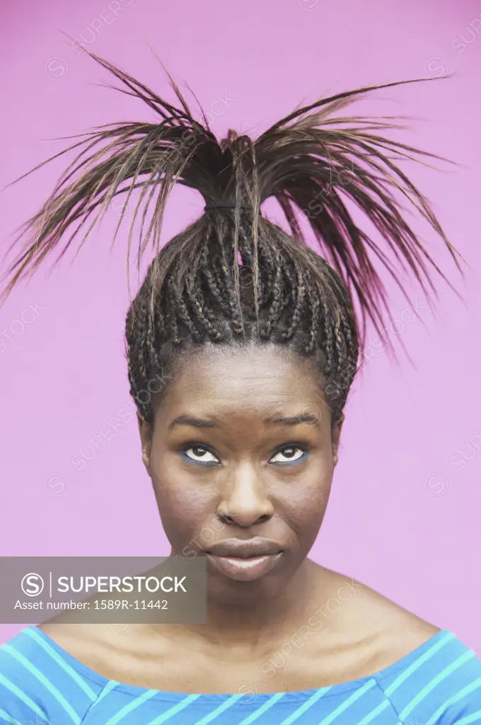 Woman wearing unusual hairstyle