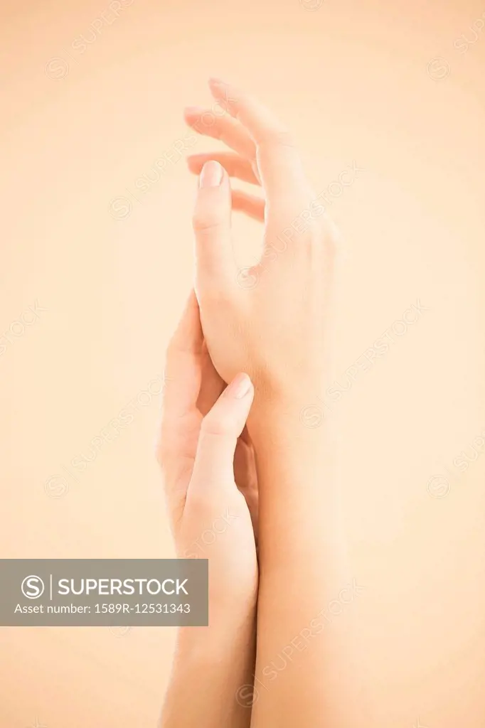 Close up of hands of woman rubbing