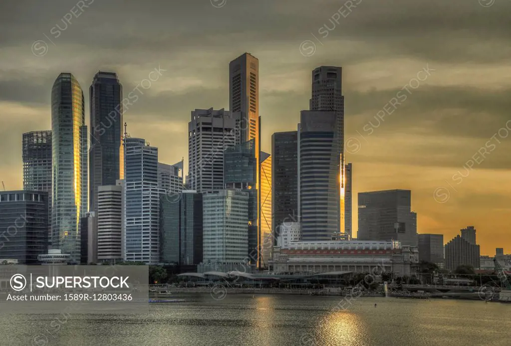 Singapore city skyline and waterfront, Singapore, Singapore