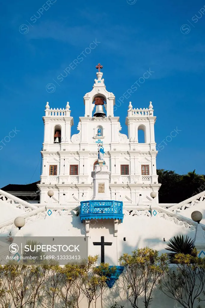 Ornate church and bell tower of the Church of the Immaculate Conception