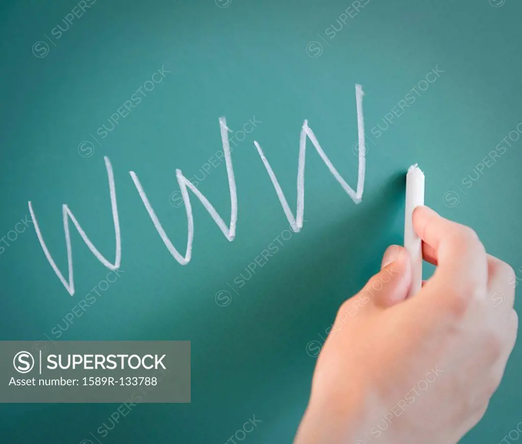 Hand writing WWW on chalk board