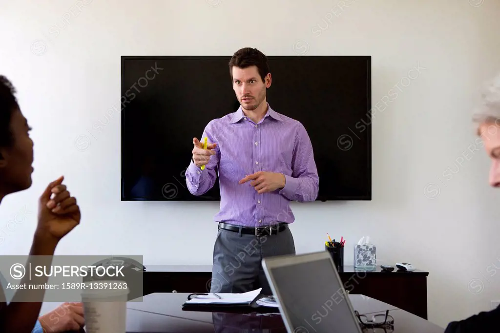 Businessman talking in meeting