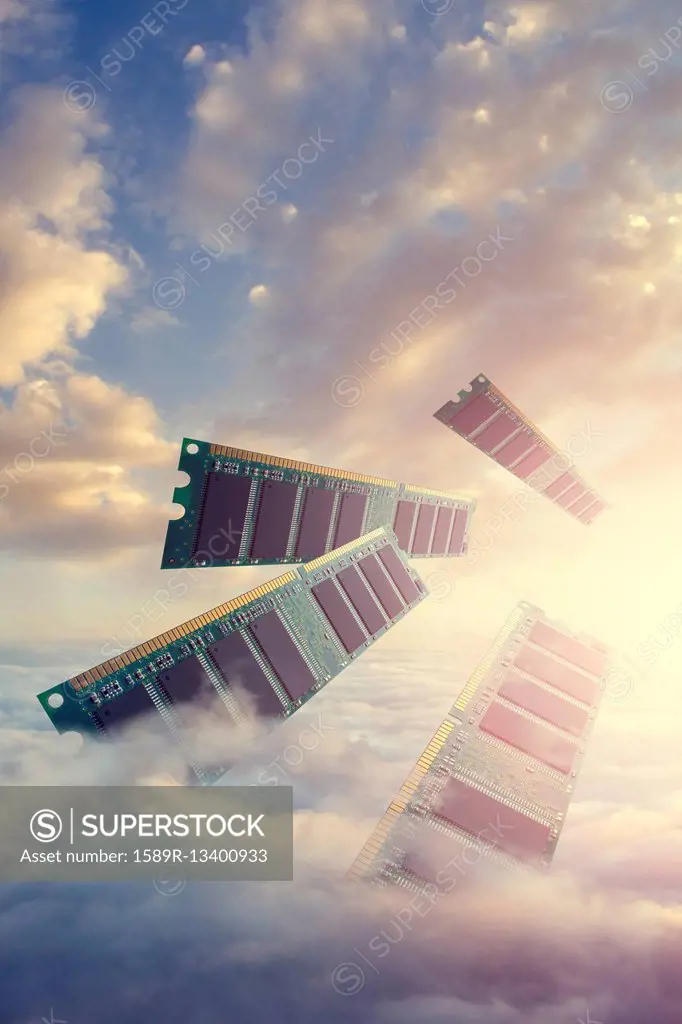 RAM modules floating above clouds