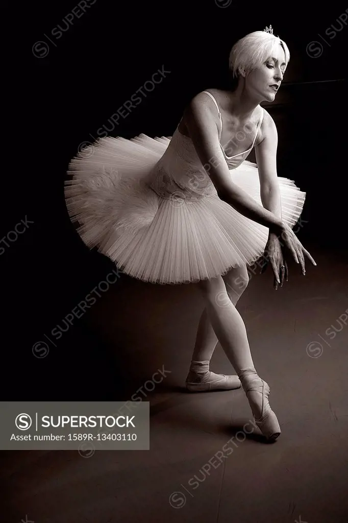 Caucasian ballet dancer wearing tutu