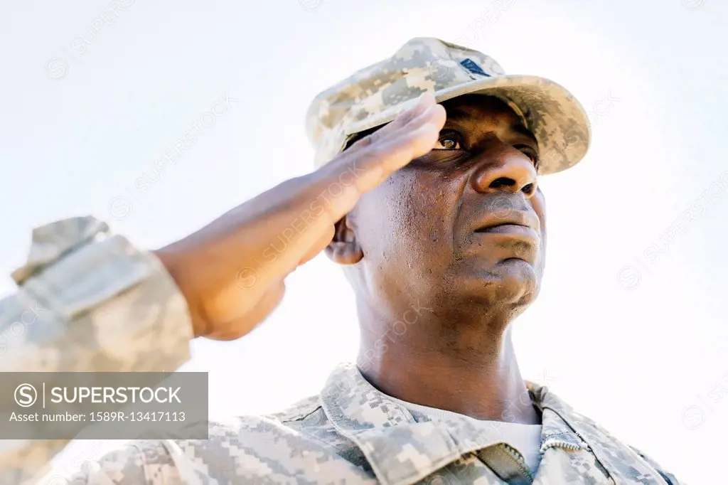 Black soldier saluting