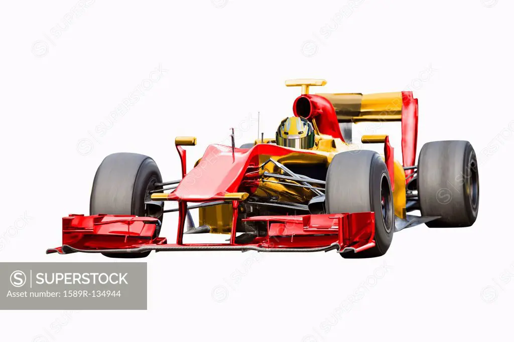 Red race car with driver