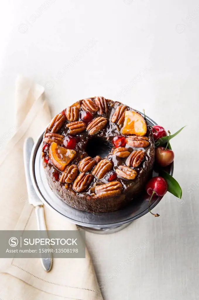 Fruit cake with cherries