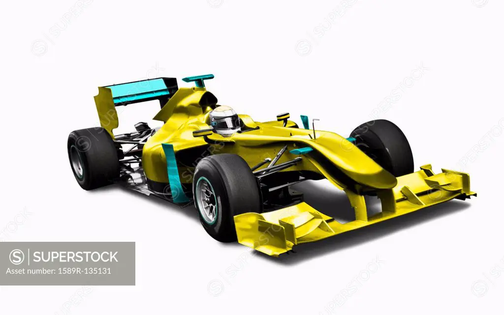 Yellow race car with driver