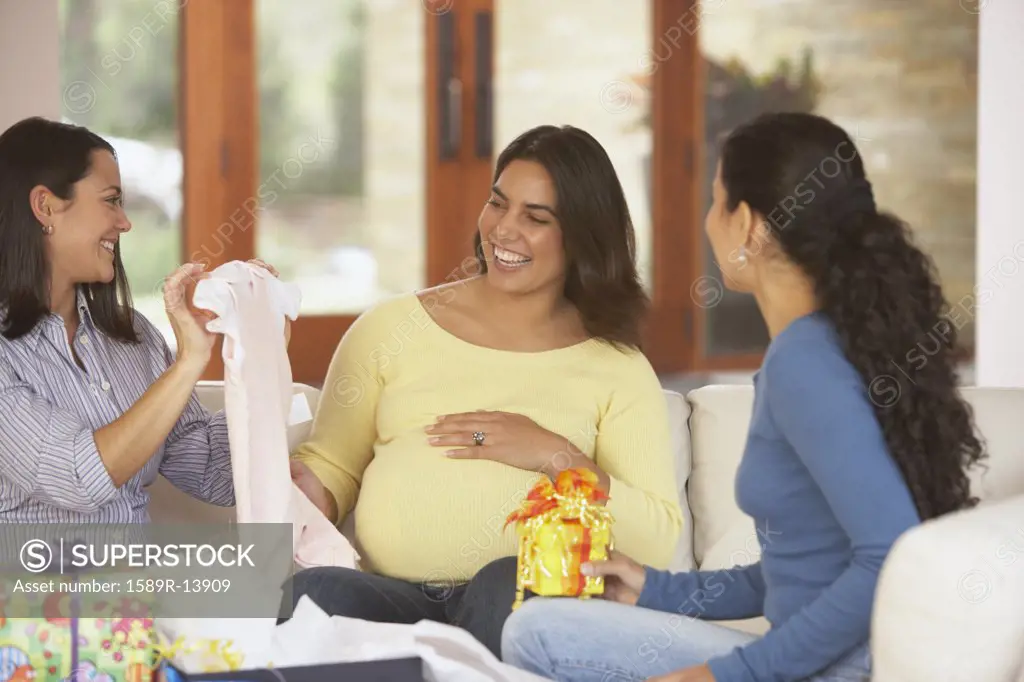 Three woman at baby shower