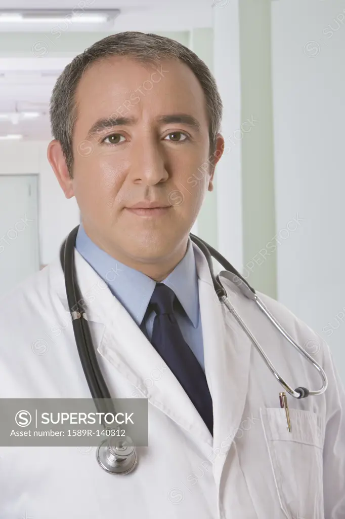 Serious Hispanic doctor
