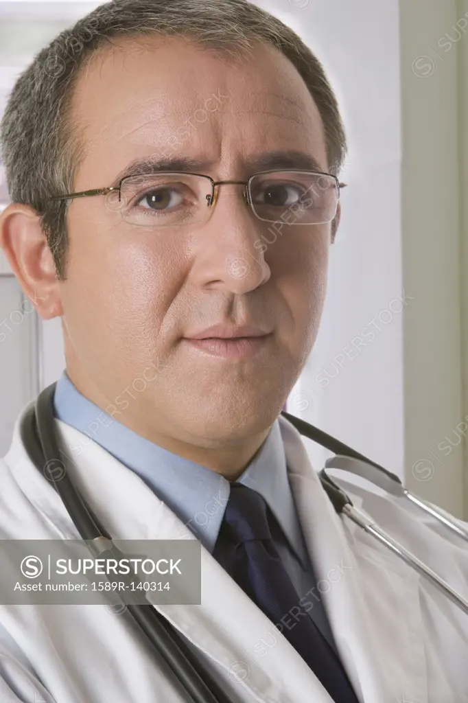 Serious Hispanic doctor