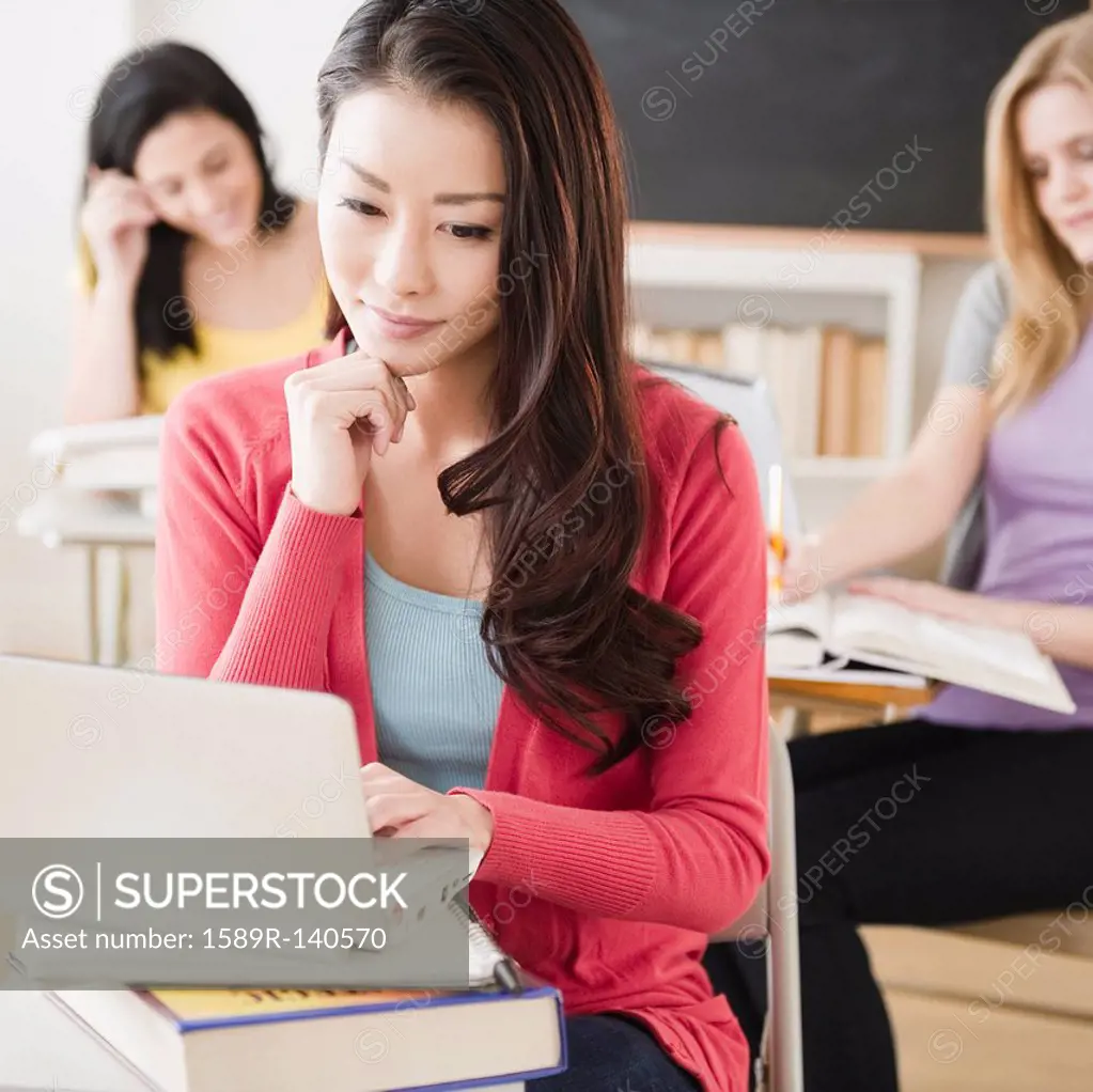 Women studying together in classroom