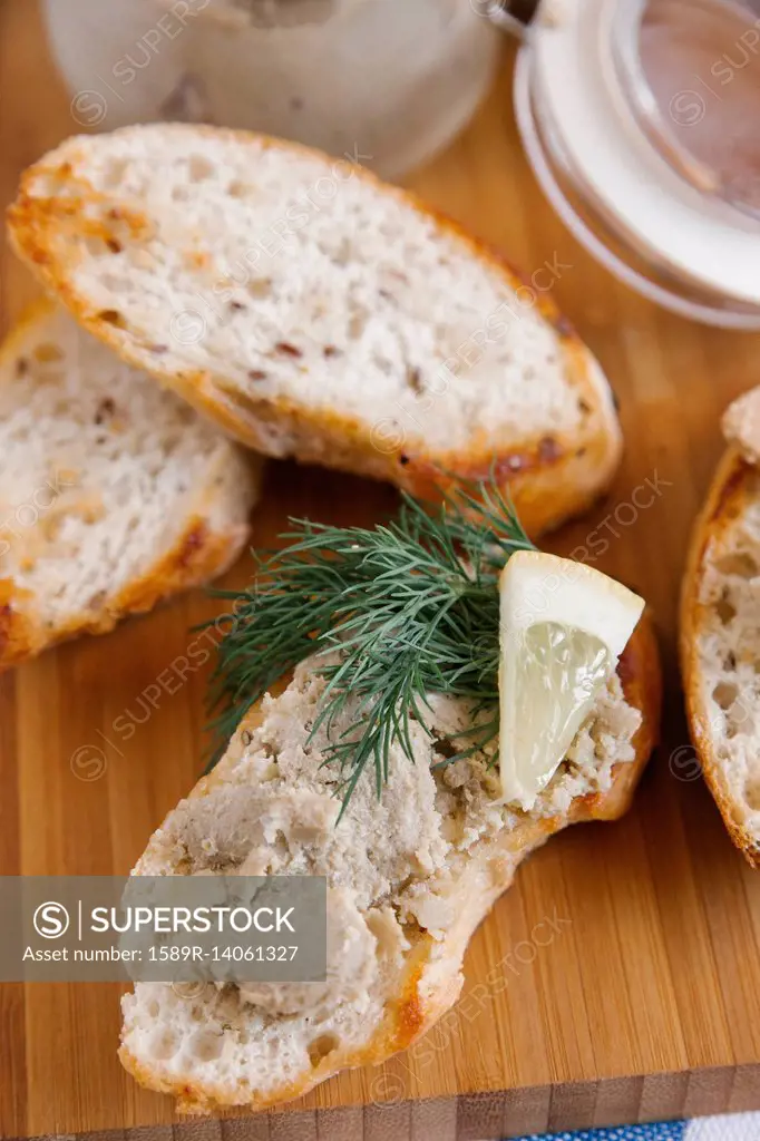 Liver paste on slice of bread