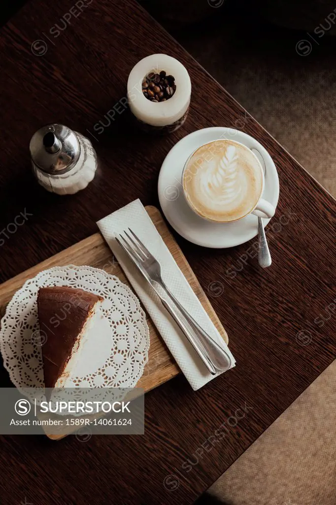 Slice of cake with coffee