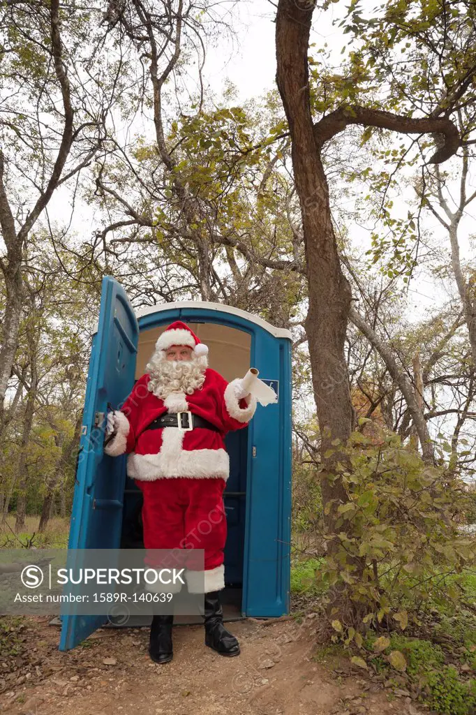Santa leaving portable toilet