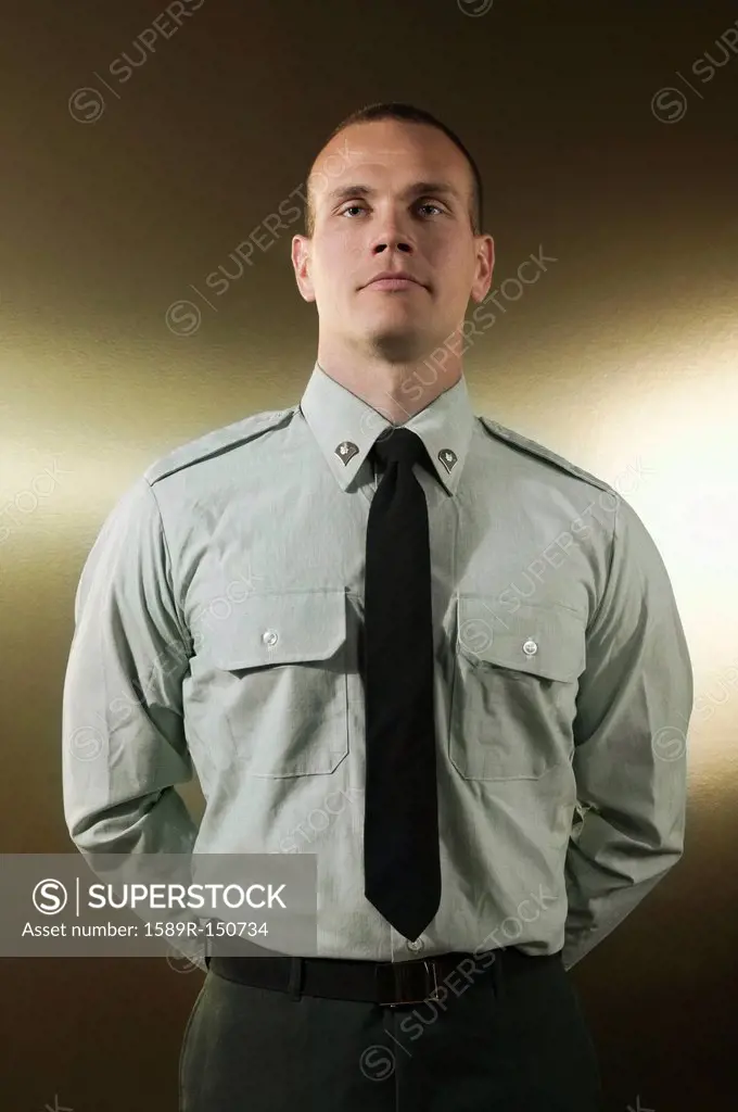 Caucasian soldier in military uniform