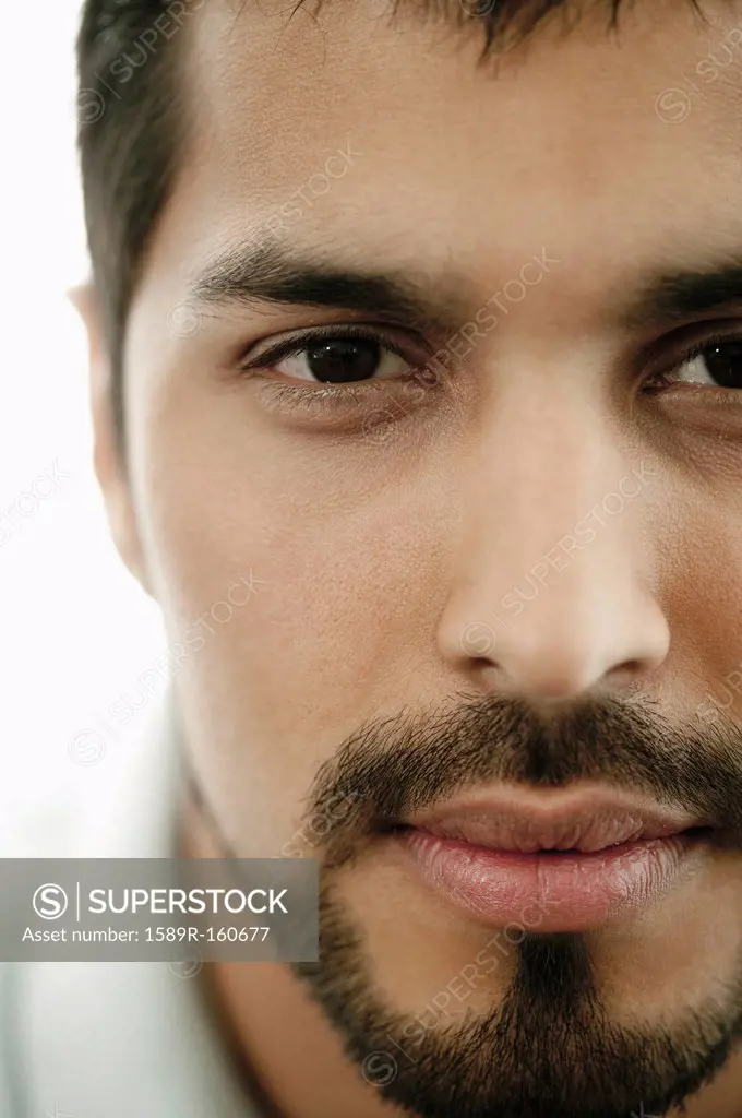 Close up of serious man with beard