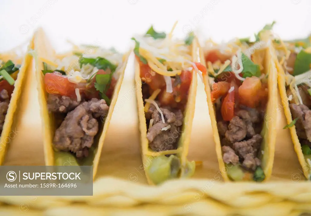 Close up of beef Mexican tacos