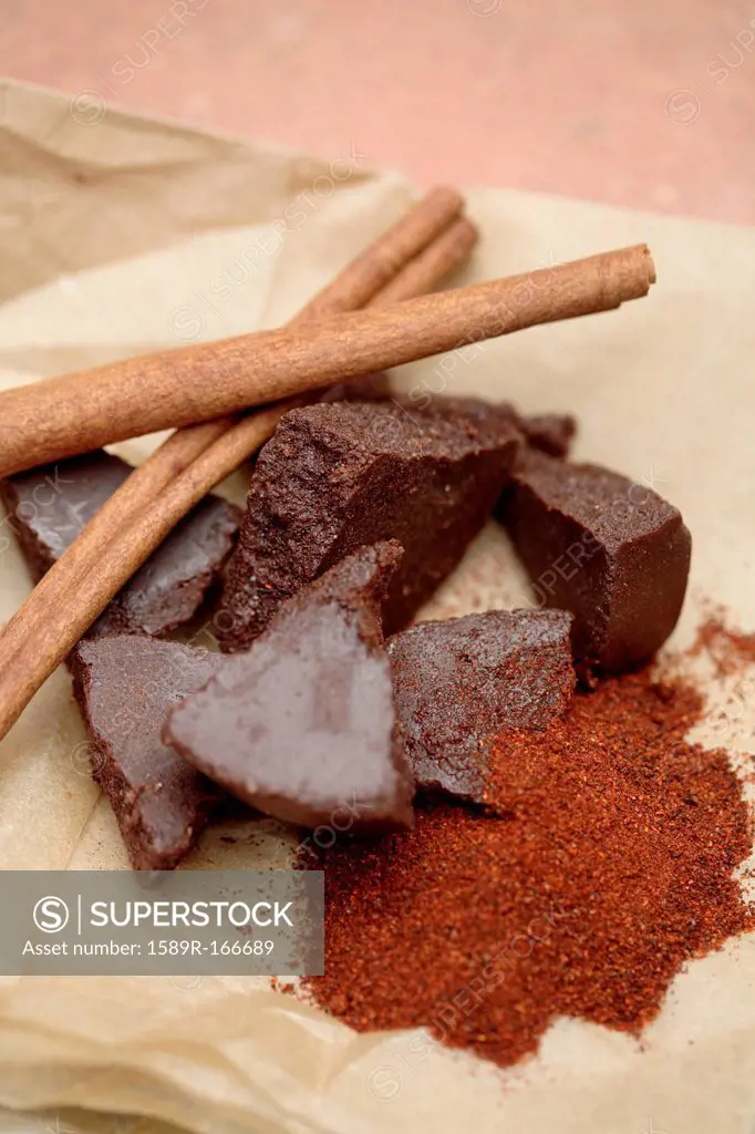 Mexican chocolate and cinnamon sticks