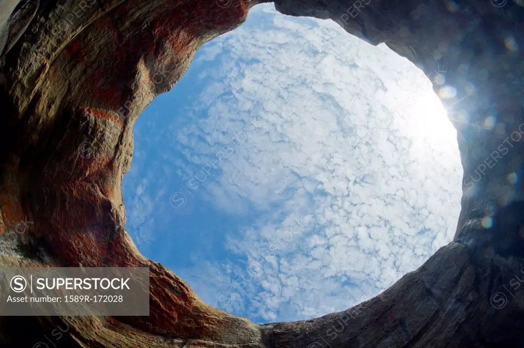 Sky viewed through rock formation