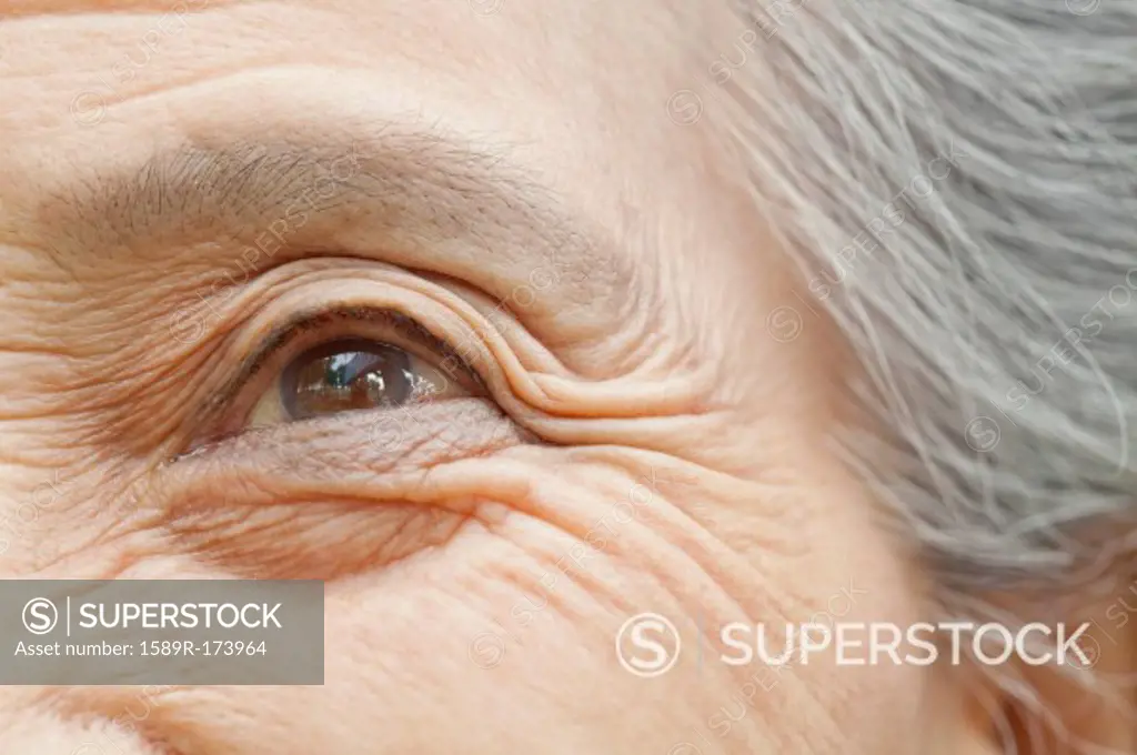 Close up of older Chinese woman´s eye