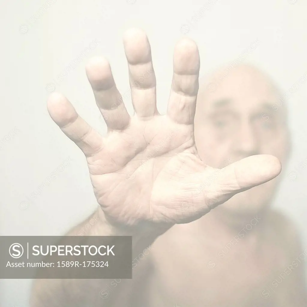 Close up of Caucasian mans hand