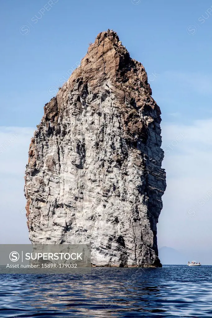 Rock formation in ocean, Isle of Lipari, Sicily, Italy