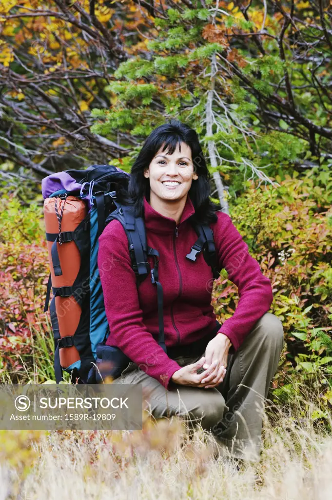 Woman smiling outdoors