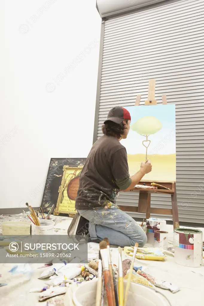 Male artist painting
