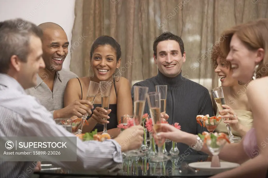 Group of friends at a dinner party, Richmond, Virginia, United States