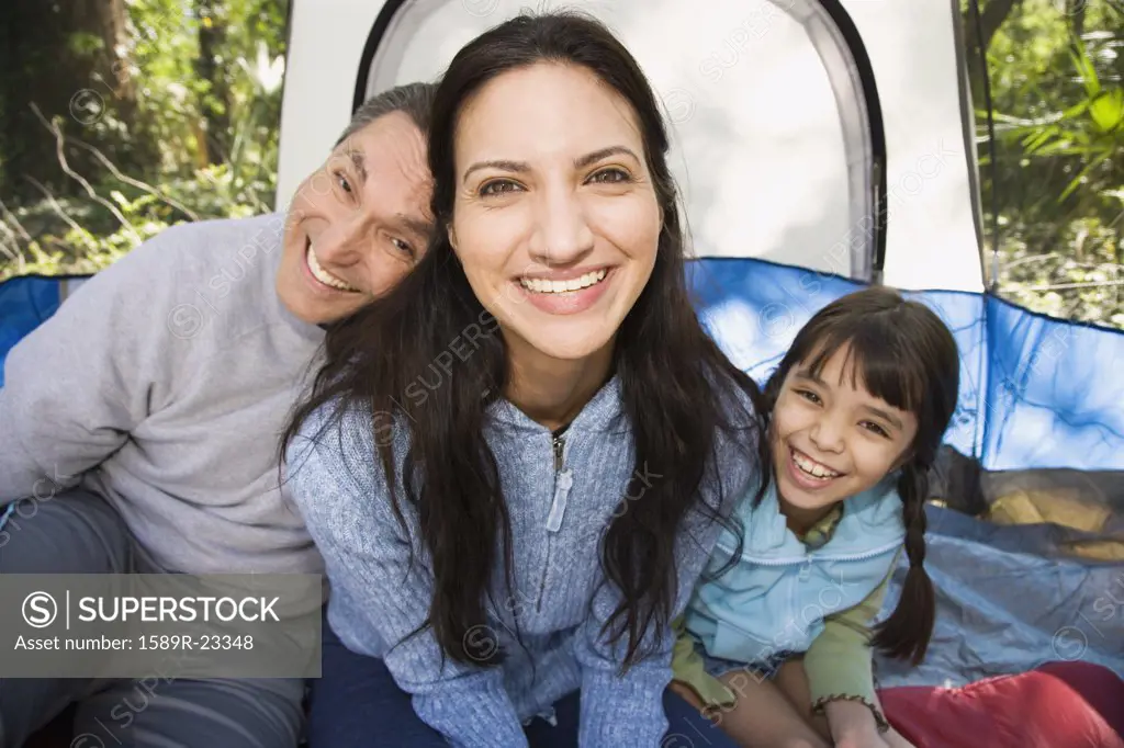 Hispanic family camping