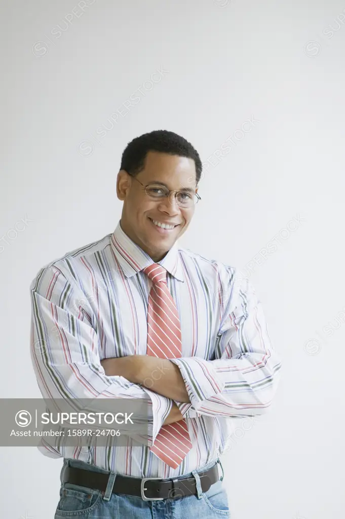 Studio shot of African American man smiling