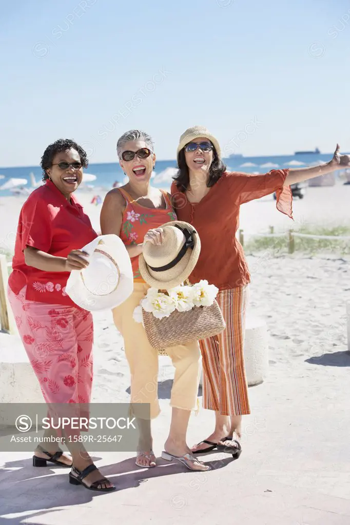 Group of middle-aged women at the beach, Miami, Florida, United States
