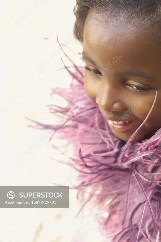 Close up of young African girl smiling