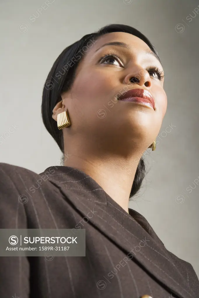 Low angle view of African businesswoman