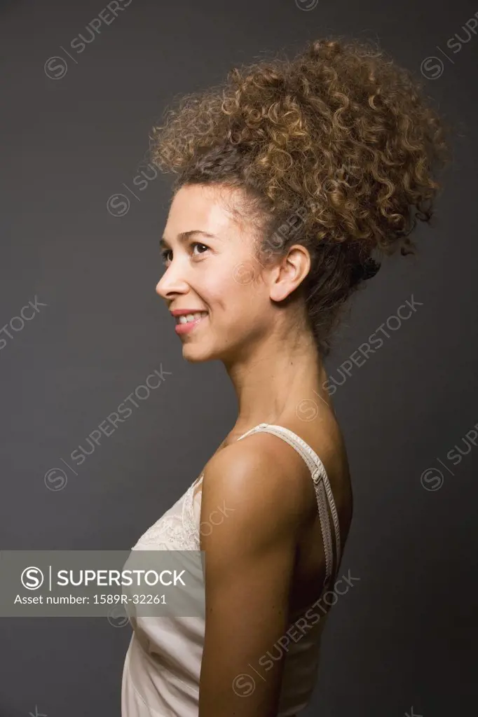 Studio shot of Hispanic woman wearing slip