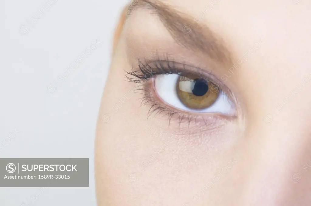 Extreme close up of Hispanic womans eye