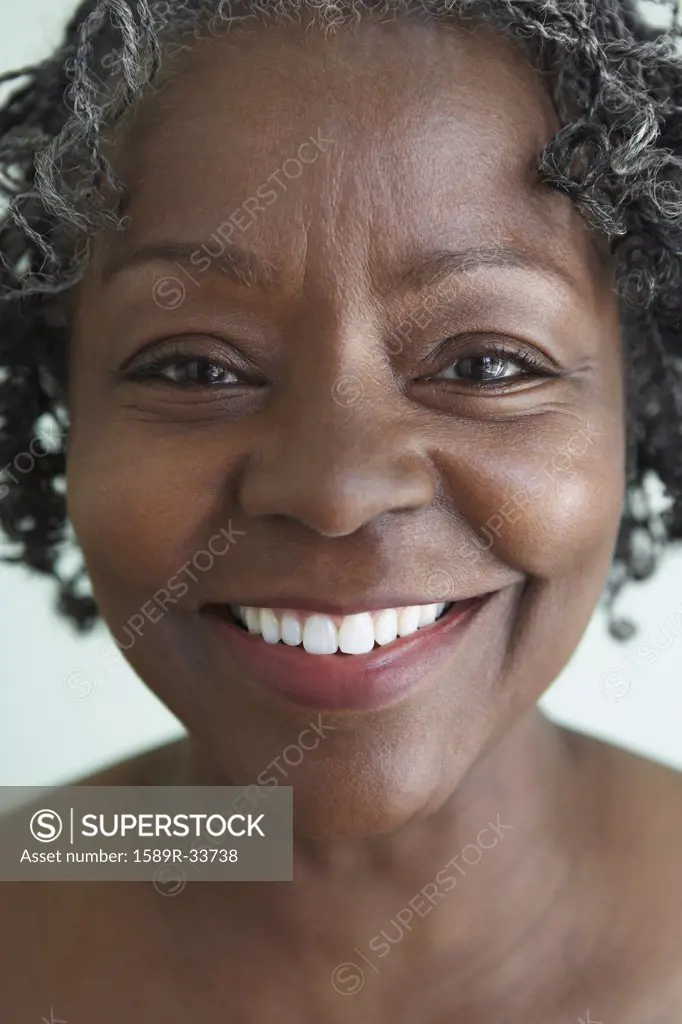Close up of senior African woman smiling