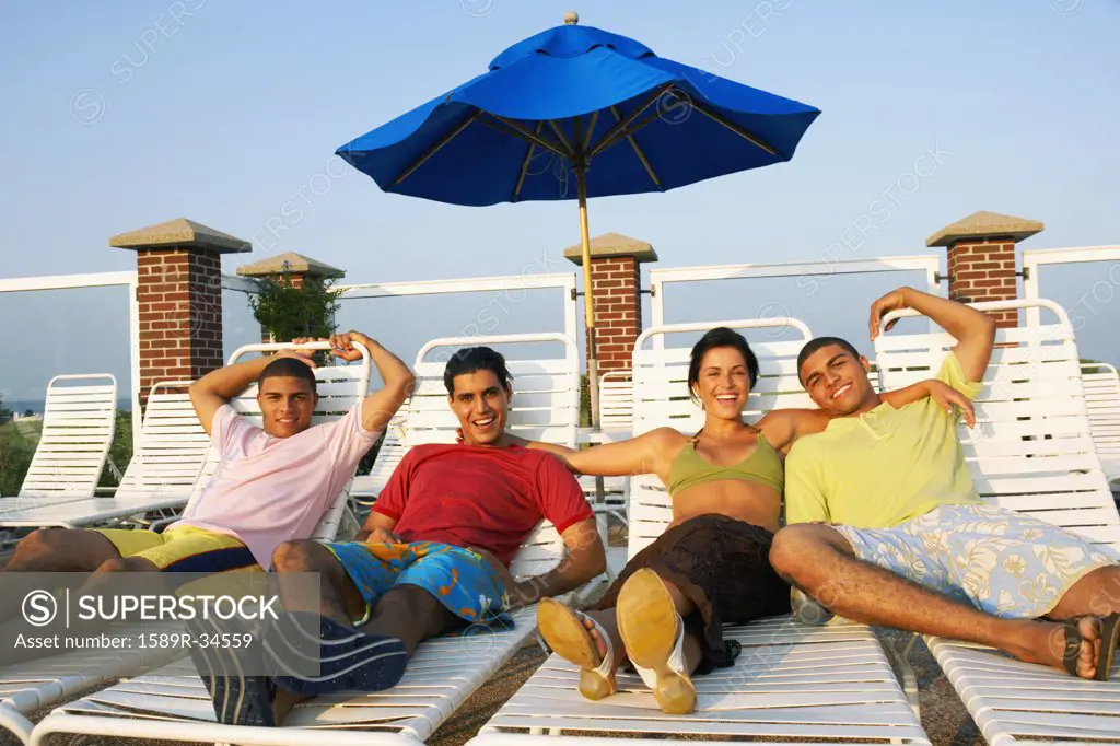 Group of friends in lounge chairs