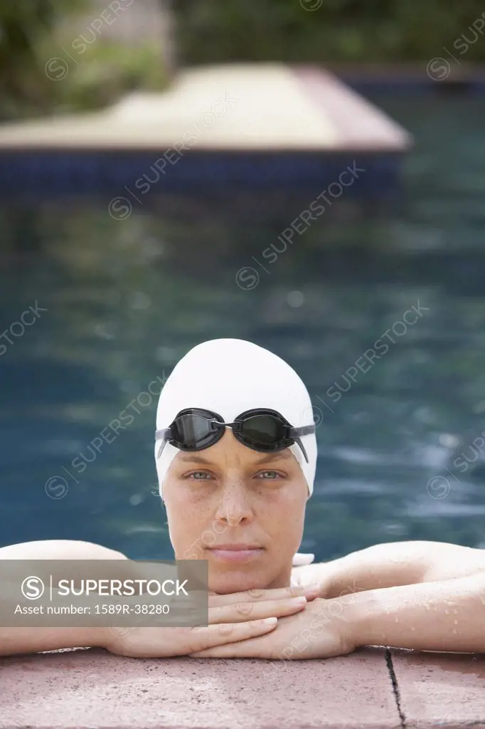 Cape Verdean woman in swimming pool