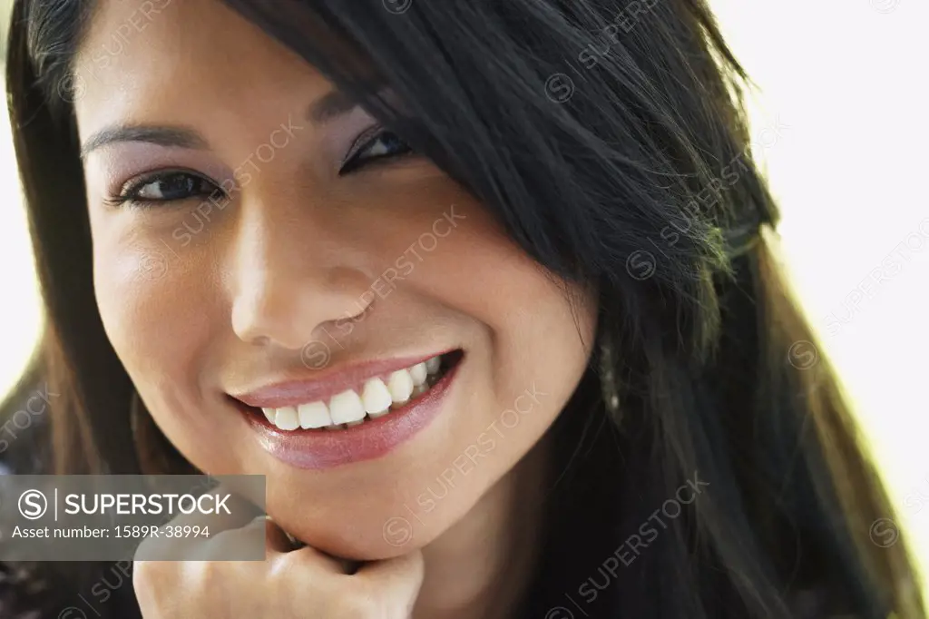 Close up of South American woman smiling