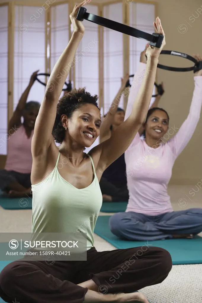 Multi-ethnic women in exercise class