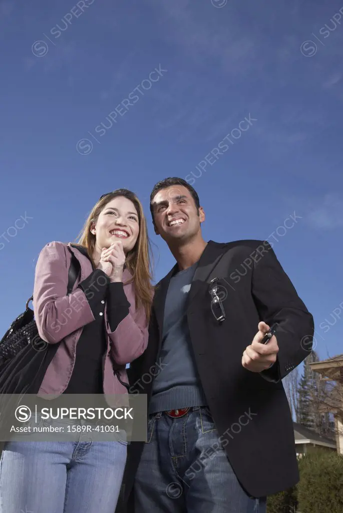 Low angle view of Hispanic couple