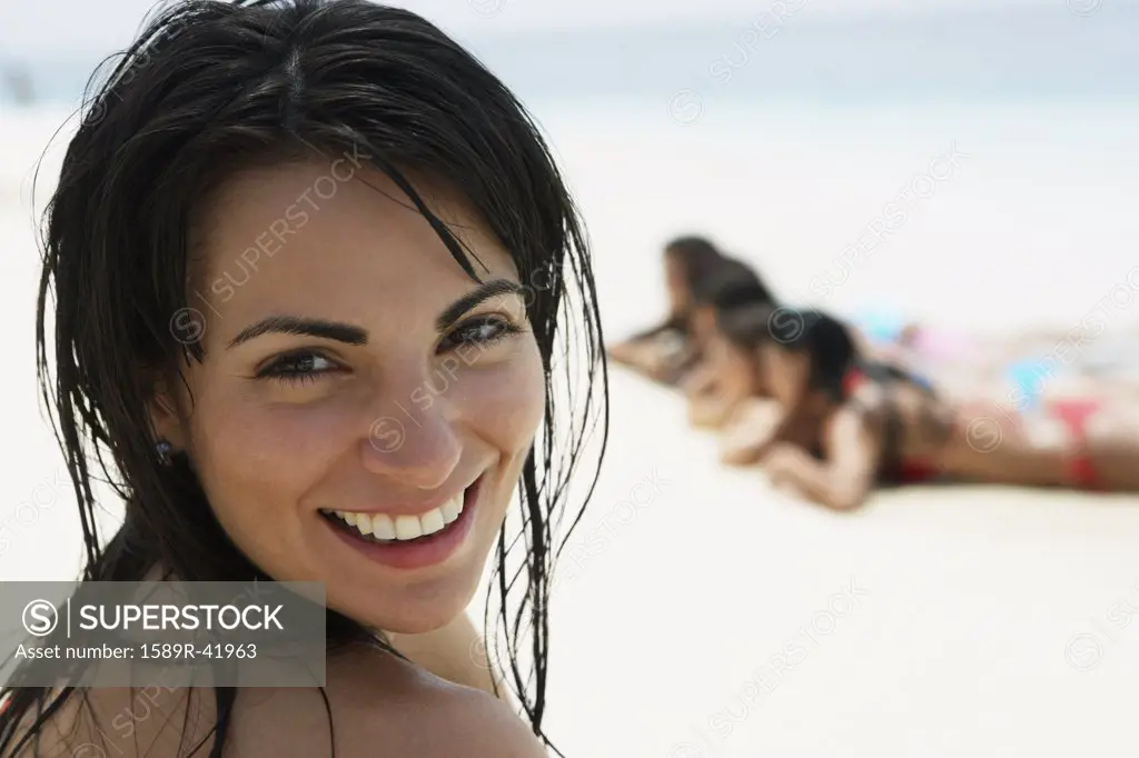 South American woman at beach