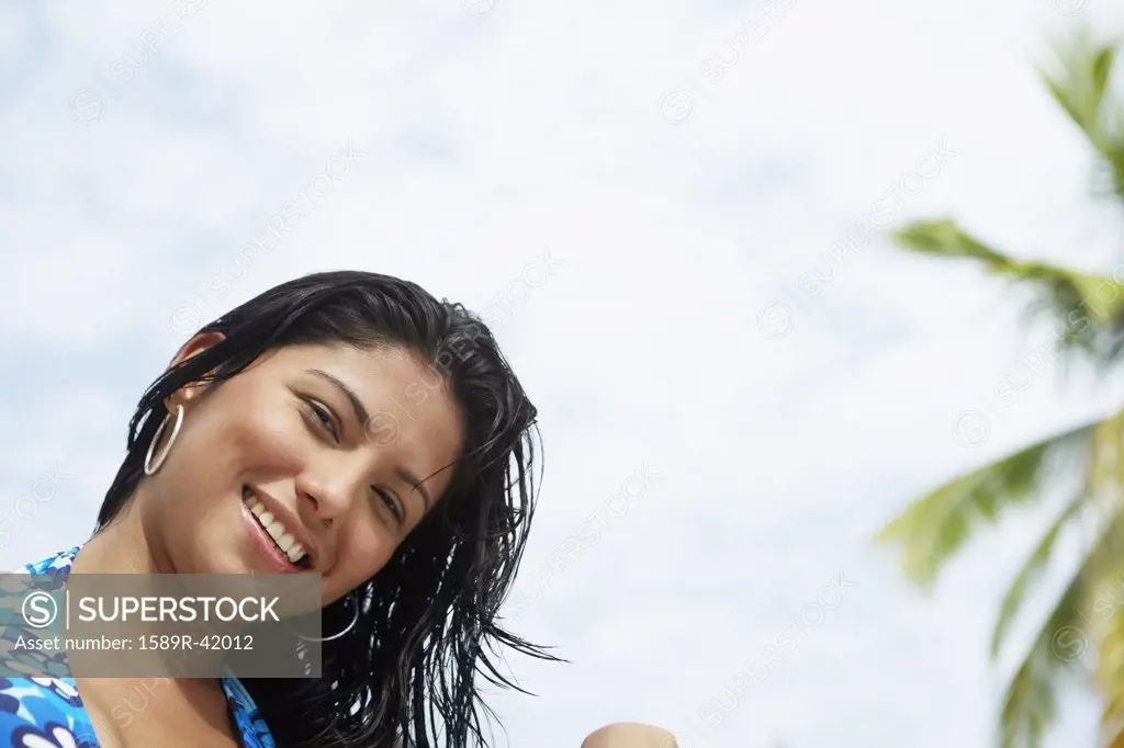 South American woman in bathing suit