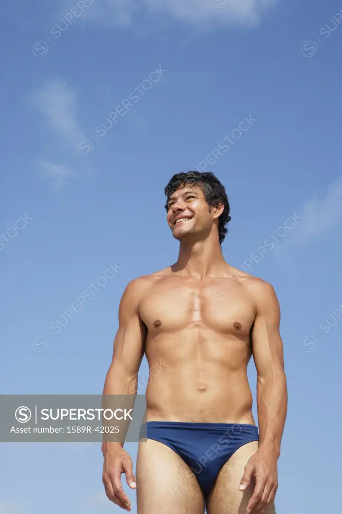 South American man in bathing suit