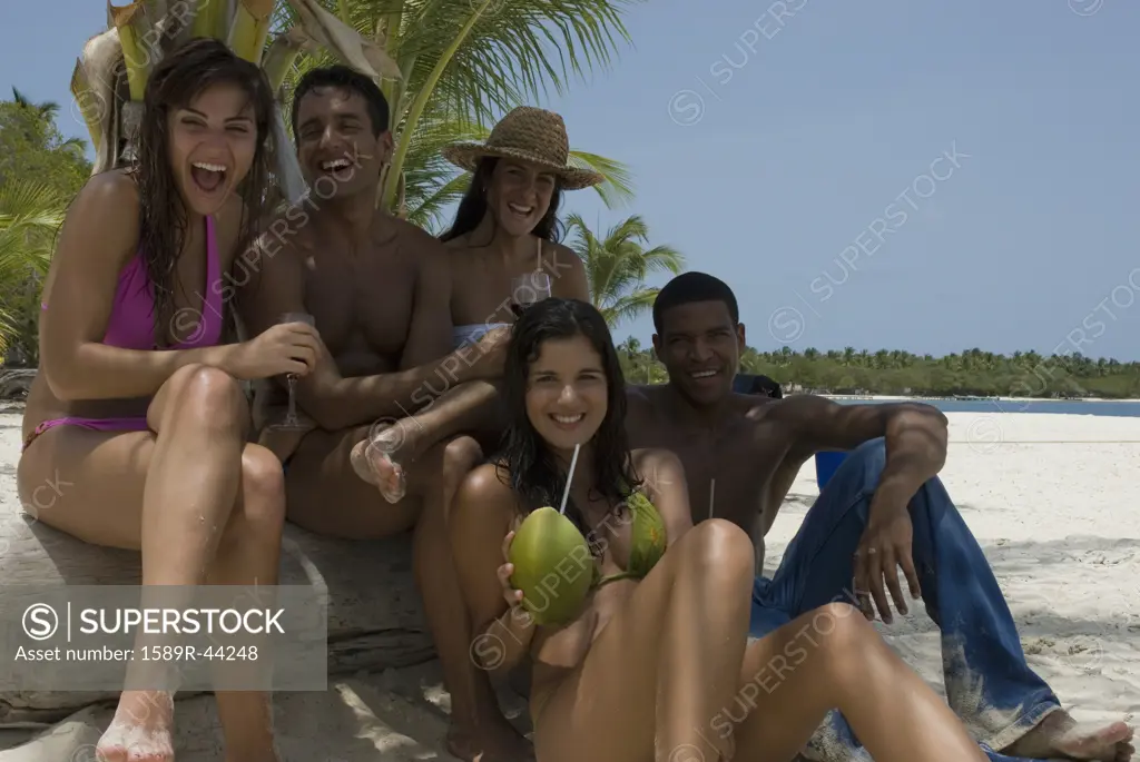 Multi-ethnic friends at beach