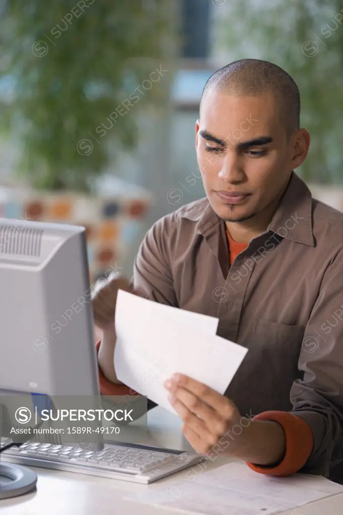 African American man working at home